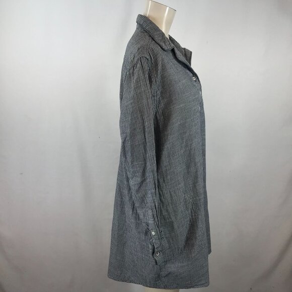 LEVI STRAUSS - WOMEN'S LARGE - BLUE/WHITE STRIPE LONG SLEEVE COLLARED DRESS - Picture 2 of 5